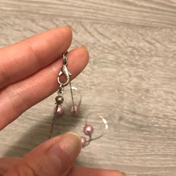 💚4 for $30💚 LIKE NEW! Silver Pink Necklace & Earring - Picture 5 of 5